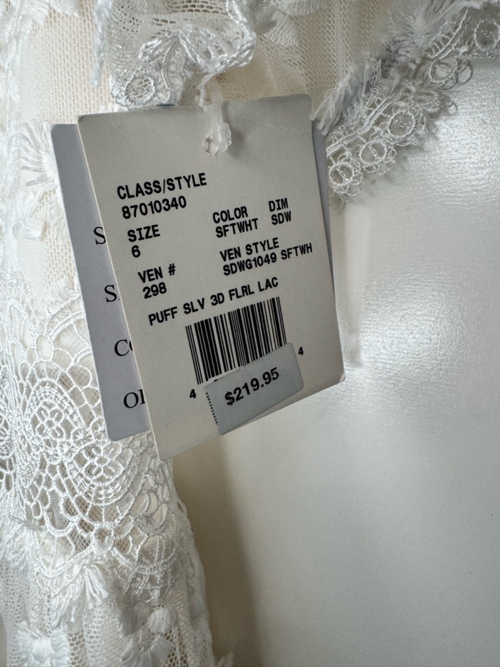 DB Studio NWT White Floral Lace Dress 6 Graduation Bridal Shower Cottagecore - Picture 5 of 5
